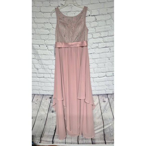 Azazie Dusty Rose Lace Chiffon Bridesmaid Dress A10 Blush Pink Formal Wedding - Picture 6 of 11